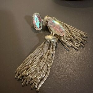 Kendra Scott Freya Statement Earrings Gold Dichroic Glass